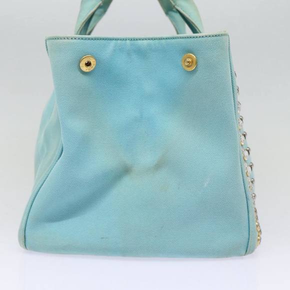 PRADA Canapa GM Hand Bag Canvas 2way Light Blue Auth 87668 - Picture 4 of 16